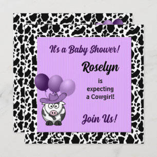 Purple Cowgirl Western Baby Shower Invitation
