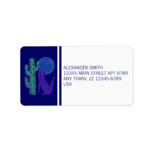 Purple Coyote Wolf Colourful Southwestern Design Label