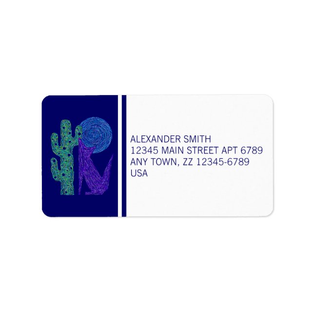 Purple Coyote Wolf Colourful Southwestern Design Label (Front)