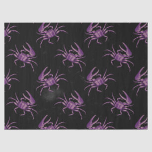Purple Crabs on Black Decoupage Tissue Paper