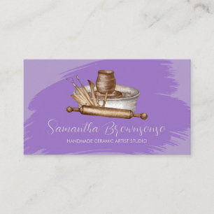 Purple Craft Shop Pottery Ceramic Clay Business Card