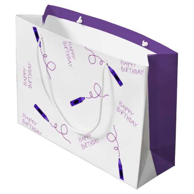 Purple Crayon Large Gift Bag (Back Angled)