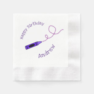 Purple Crayon Personalised Napkin