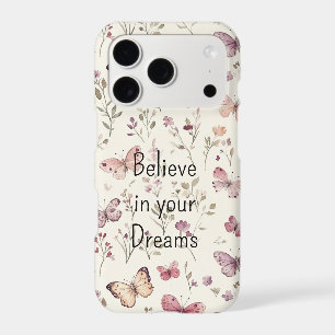 Purple Cream Butterflies Floral Believe Dreams