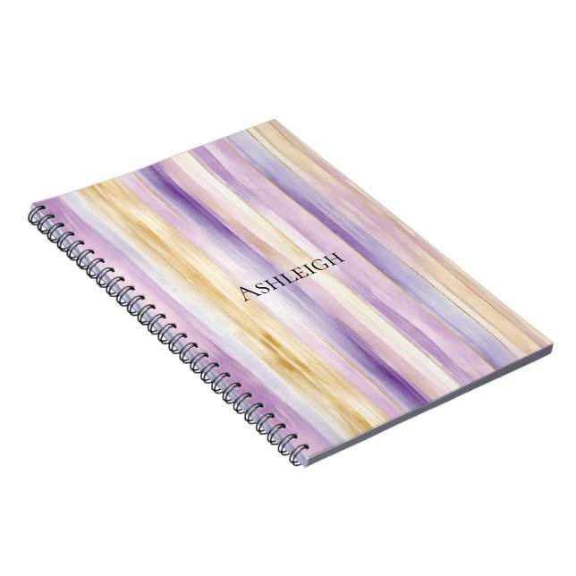 Purple Cream Iris Stripes   Notebook (Right Side)