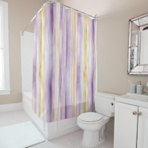 Purple Cream Iris Stripes   Shower Curtain