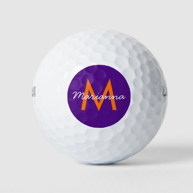 Purple Create Your Own Customised Monogram Golf Balls (Front)