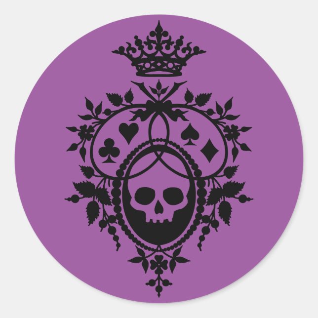Purple Crest with Skull and Cardsuits Stickers (Front)