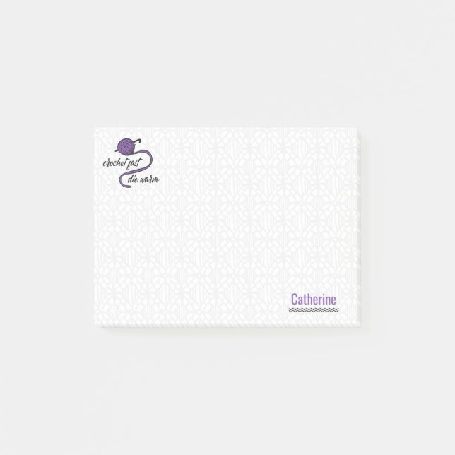 Purple Crochet Fast, Die Warm Post-it Notes (Front)