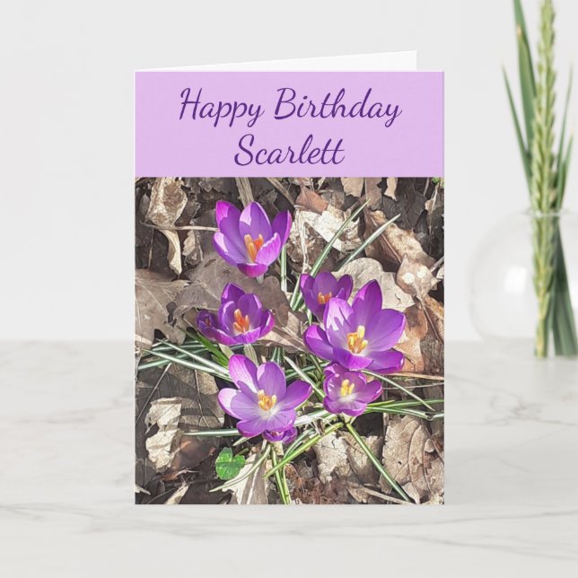 Purple Crocus Birthday Card (Front)