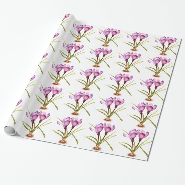 Purple crocus fine art wrapping paper (Unrolled)