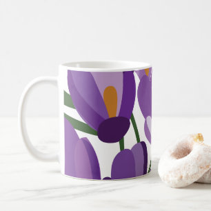 Purple Crocus Floral Coffee Mug