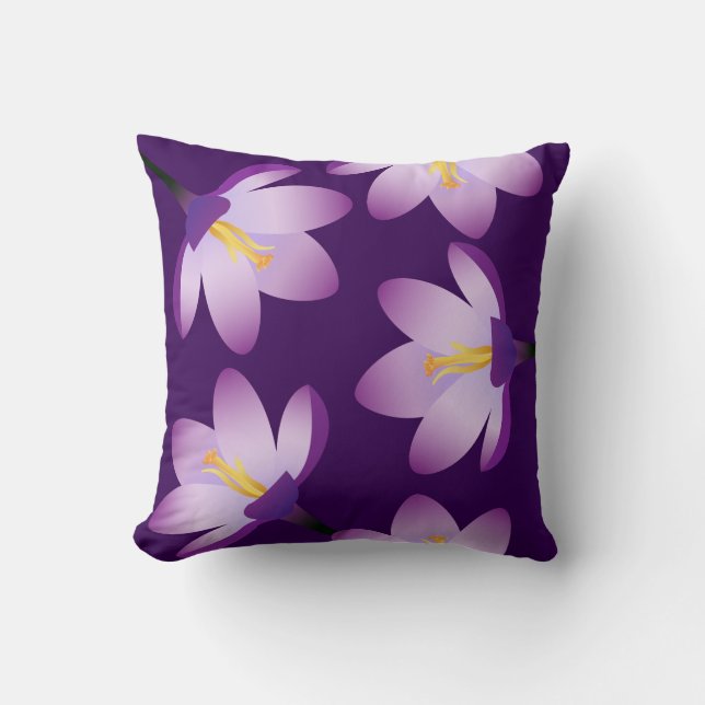Purple Crocus Flowers Cushion (Front)