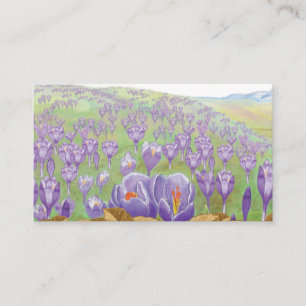 Purple Crocus Flowers on Spring Hill Illustration Enclosure Card