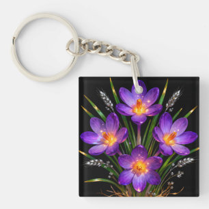 Purple Crocus Keychain
