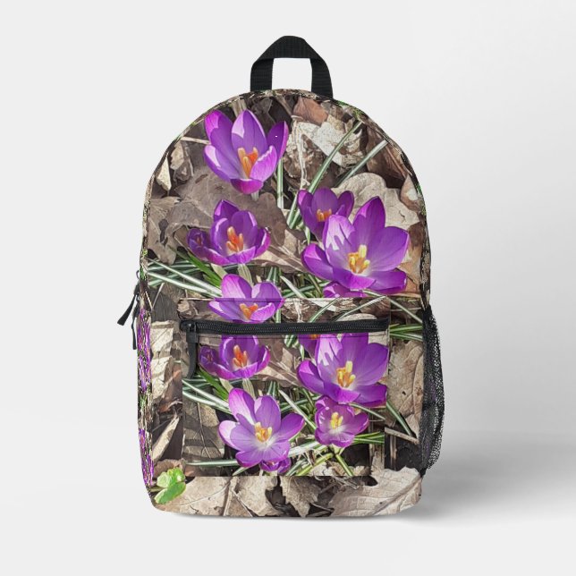Purple Crocus Printed Backpack (Front)