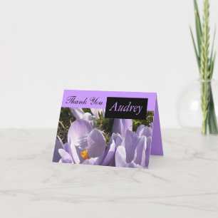 Purple Crocus Thank You Card with Name