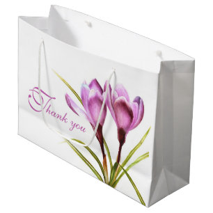 Purple crocus watercolor art thank you gift bag