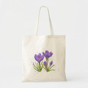 Purple Crocus Watercolor Illustration  Tote Bag