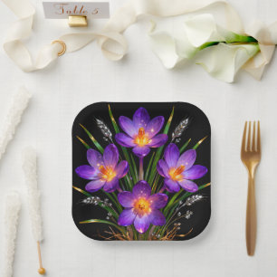 Purple Crocus Wedding Plate
