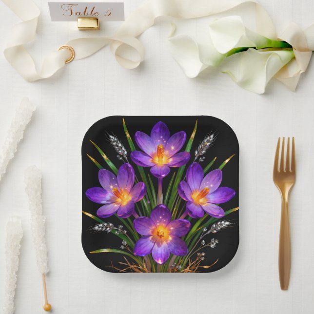 Purple Crocus Wedding Plate (Wedding)