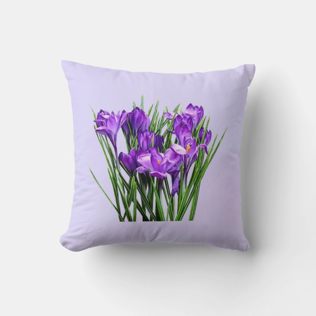 Purple Crocuses Cushion (Front)