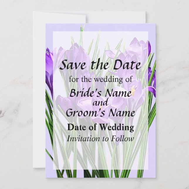 Purple Crocuses Save the Date (Front)