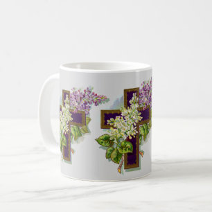 Purple Cross And Flowers Coffee Mug