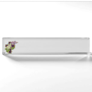 Purple Cross And Flowers Nameplate