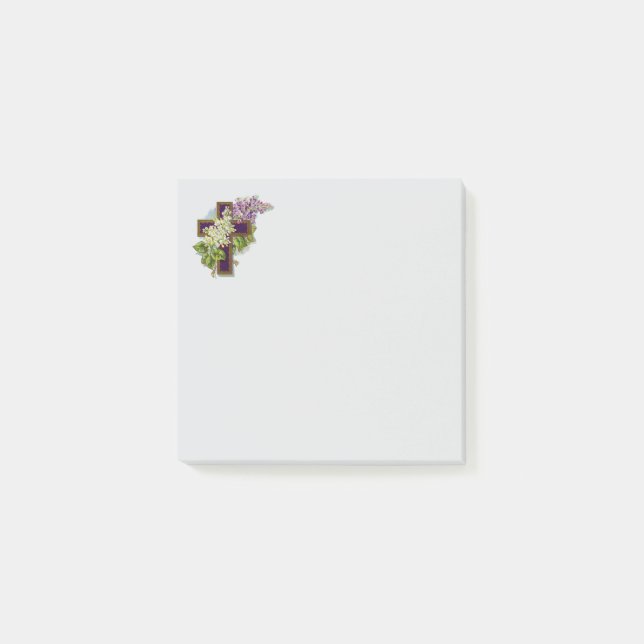 Purple Cross And Flowers Post-it Notes (Front)