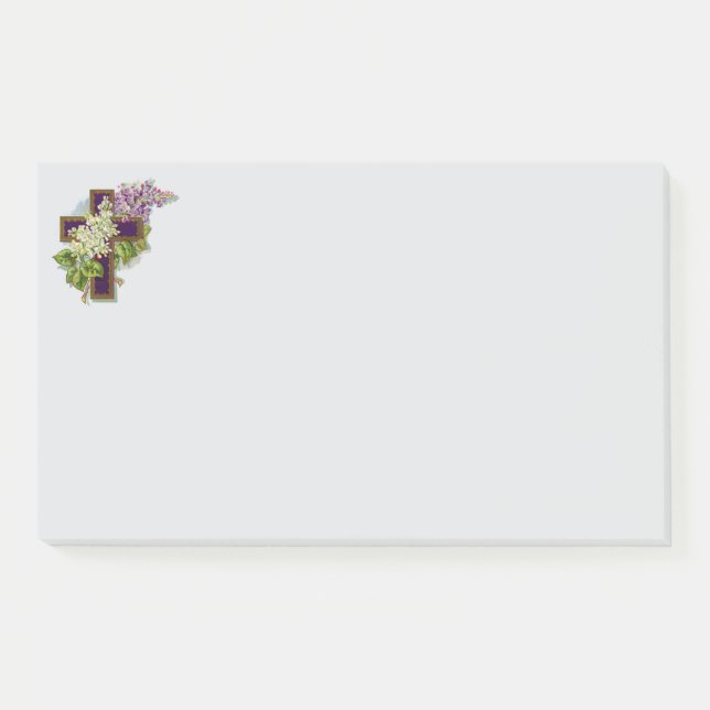 Purple Cross And Flowers Post-it Notes (Front)