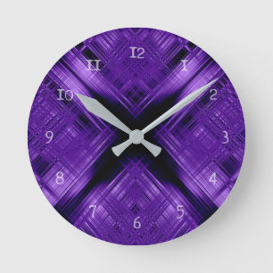 Purple cross and grid round clock