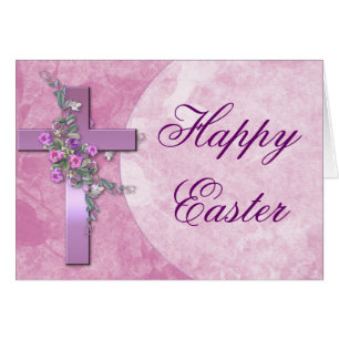 Purple Cross Happy Easter Greeting Card