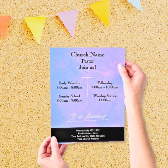 Purple Cross It Is Finished Easter Join Us Service Flyer (Creator Uploaded)