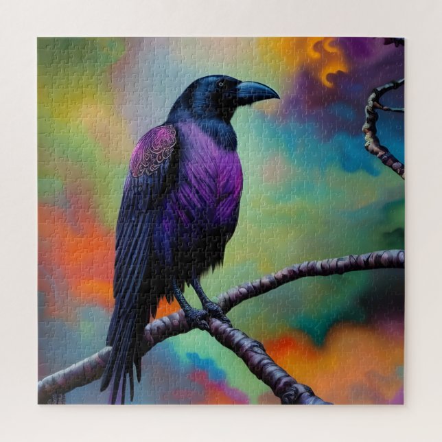 Purple Crow, colourful background Jigsaw Puzzle (Vertical)