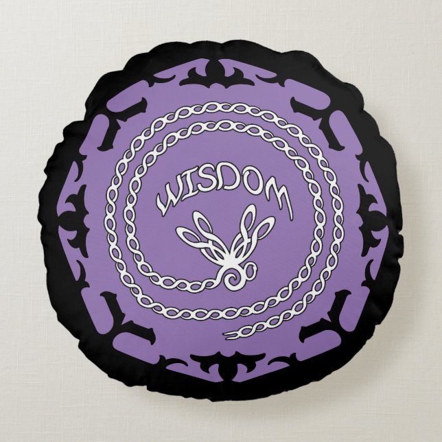 Purple Crown Chakra "Wisdom" Dragonfly Round Cushion (Front)