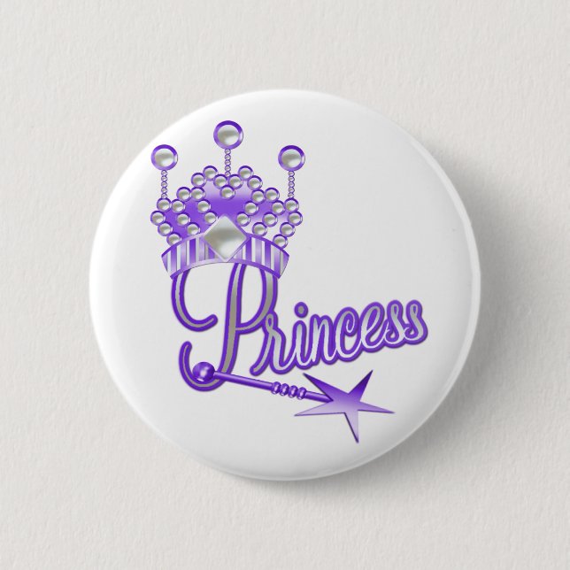 Purple Crown Princess 6 Cm Round Badge (Front)
