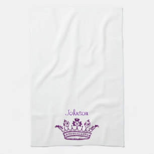 Purple Crown Your Text Tea Towel