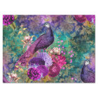 Purple Crowned Peacock with Flowers Decoupage