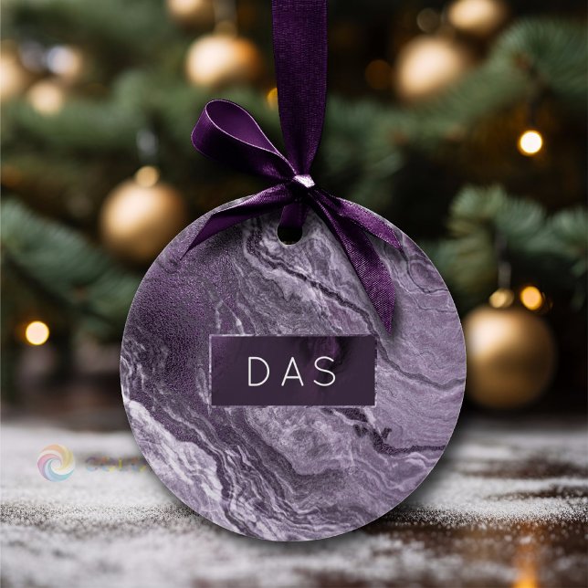 Purple Crystal Agate | Dark Moody Marbled Stone Ceramic Ornament (Creator Uploaded)