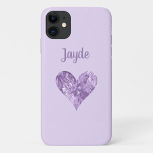 Purple Crystal Heart Mobile Phone Case