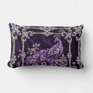 Purple Crystal Peacock Luxury collection Lumbar Cushion