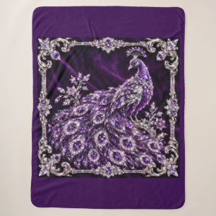 Purple Crystal Peacock Luxury collection Sherpa Blanket