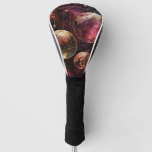 Purple Crystal Planet Galaxy Floral Cosmic Golf Head Cover