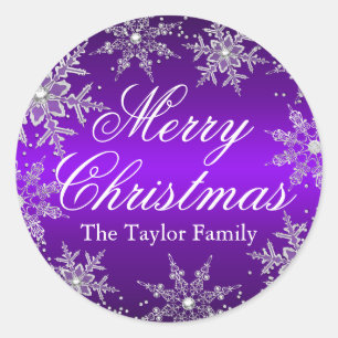 Purple Crystal Snowflake Christmas Sticker