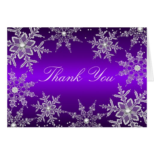 Purple Crystal Snowflake Christmas Thank You Card | Zazzle