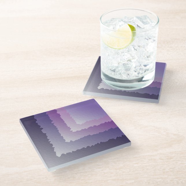 Purple crystals glass coaster (Angled)