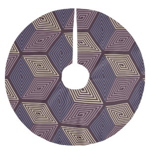 Purple Cubes: Vintage Geometric Seamless Brushed Polyester Tree Skirt