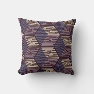 Purple Cubes: Vintage Geometric Seamless Cushion