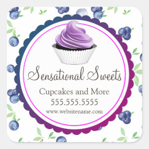 Purple Cupcake Blueberry Bakery Box Seals